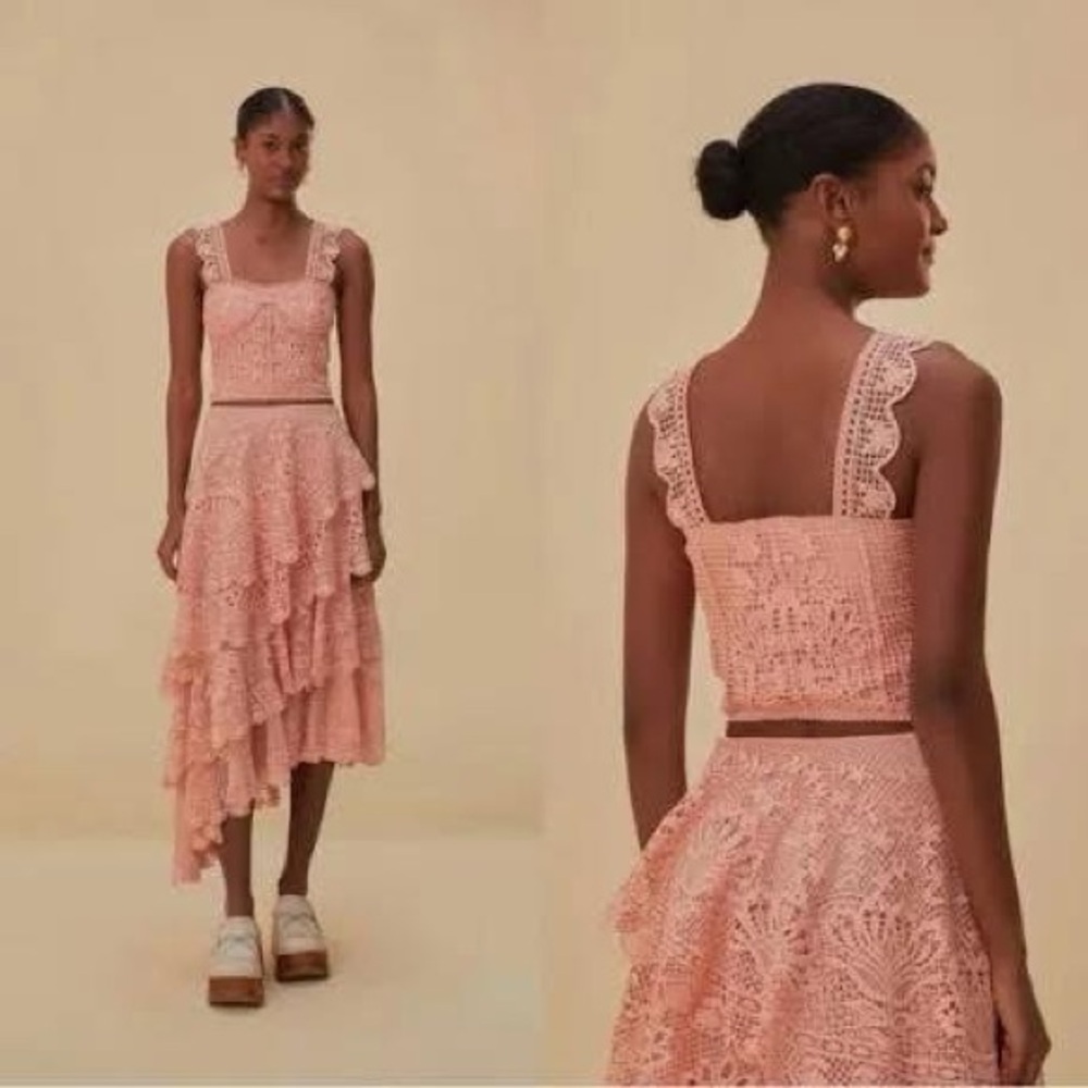 Pink Lace Ruffle Farm Rio set NWT